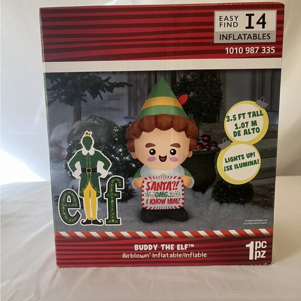 3.5 ft. LED Stylized Buddy the Elf Banner Christmas Airblown® Inflatable NIB HTF